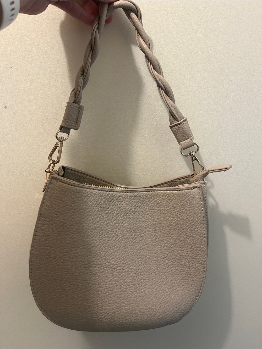 Moda Luxe Taupe Braided-Handle Shoulder Bag